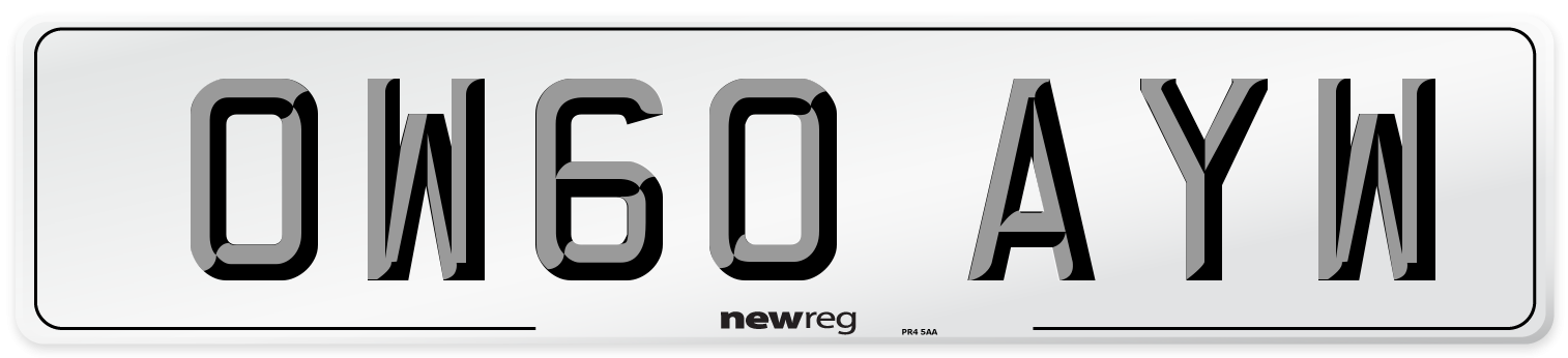 OW60 AYW Number Plate from New Reg